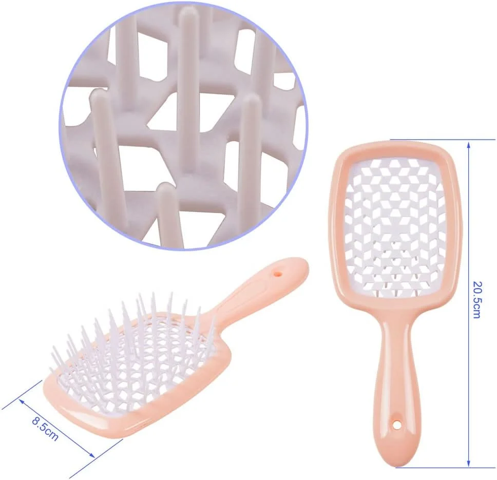 برس موی باز کننده گره KOCANPA، شانه حالت دهنده تهویه ماساژ توخالی برای موهای مجعد، خیس، ضخیم و گره خورده (نارنجی و سفید)