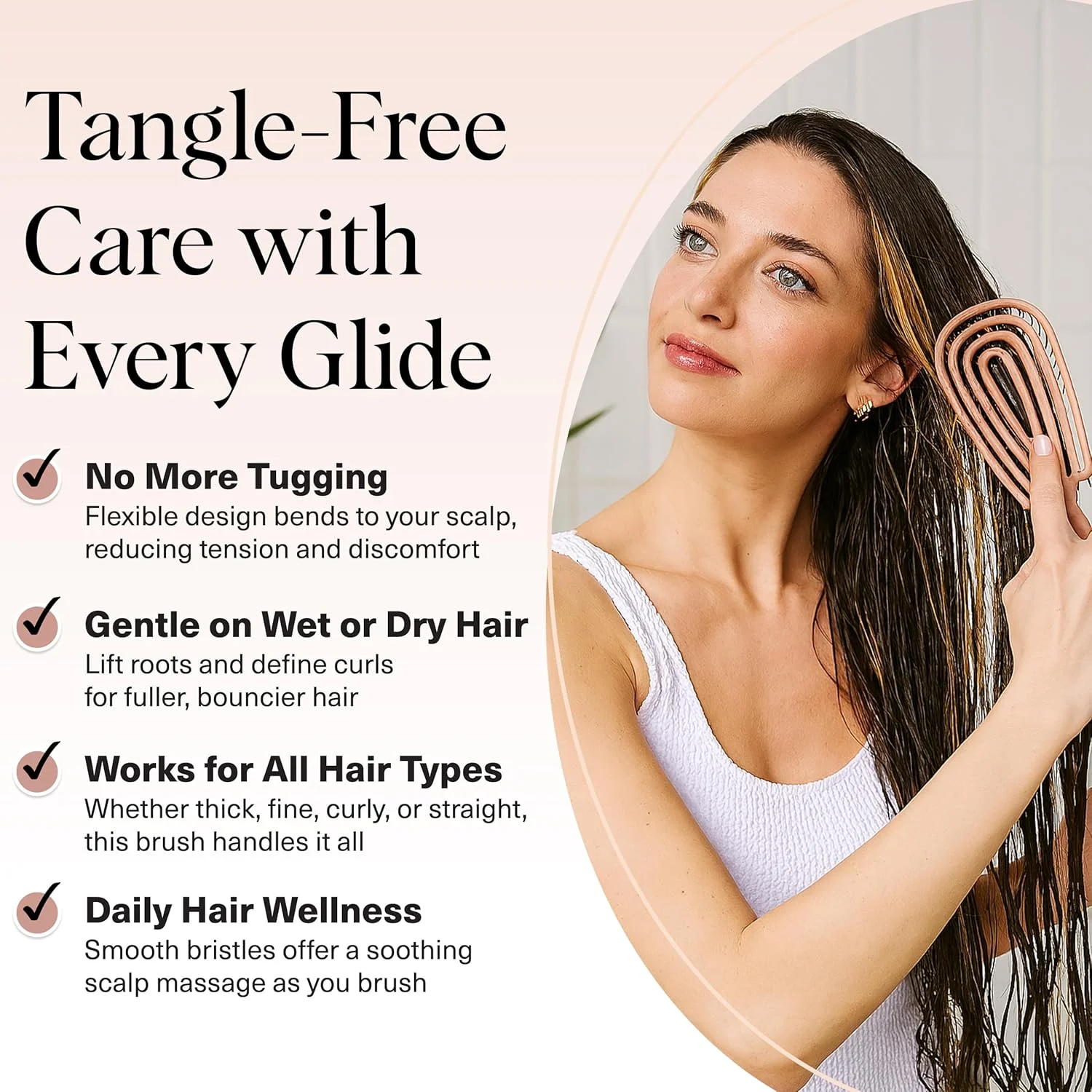 برس باز کننده گره مو کیچ - برس موی فر انعطاف پذیر برای زنان، مردان و کودکان | برس باز کننده گره مو با قاب خم شو و موهای فوق العاده صاف برای موهای خیس یا خشک - سفالی