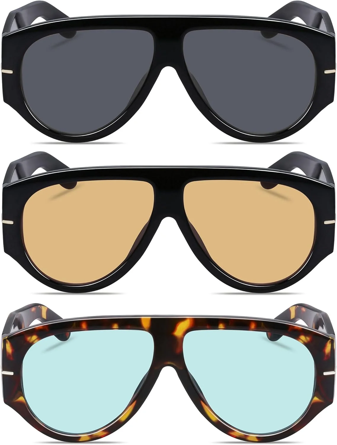 عینک آفتابی خلبانی رترو بزرگ YMRFW برای زنان و مردان، ترند دهه 70، عینک آفتابی کلاسیک ضخیم به سبک وینتیج