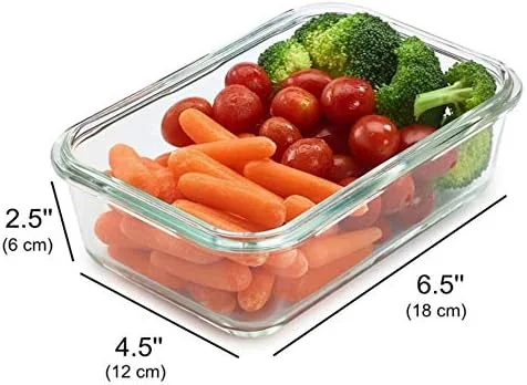 ظرف غذای شیشه ای قابل استفاده در مایکروویو JANNAH با درب محکم و ضد نشت شیشه ضخیم [آبی]