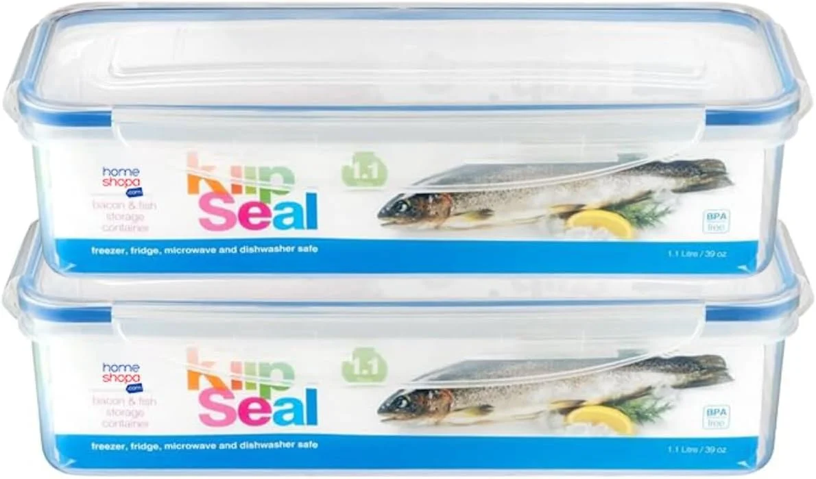 ظروف نگهداری بیکن مستطیلی HOMESHOPA، ظرف نگهداری مواد غذایی پلاستیکی 1.1 لیتری ضد نشت با درب، جعبه های غذای قابل چیدن و بدون هوا، ایمن برای مایکروویو، فریزر و ماشین ظرفشویی (2 عدد)