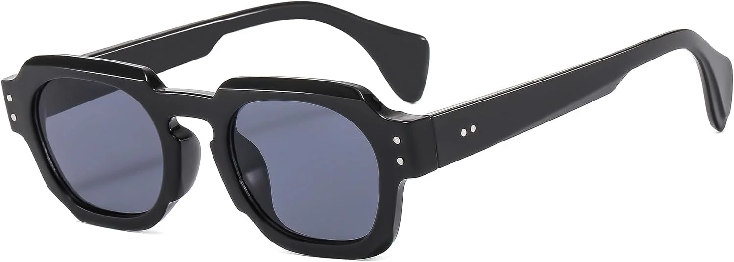 عینک آفتابی مستطیلی رترو YAMEIZE برای مردان و زنان، عینک آفتابی وینتیج با فریم ضخیم شش ضلعی، عینک مد روز مربعی دهه 90