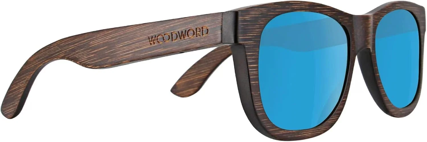 عینک آفتابی چوبی پلاریزه WOODWORD برای مردان و زنان - عینک آفتابی چوب بامبو به همراه جعبه عینک آفتابی چوبی پلاریزه WOODWORD برای مردان و زنان - عینک آفتابی چوب بامبو به همراه جعبه