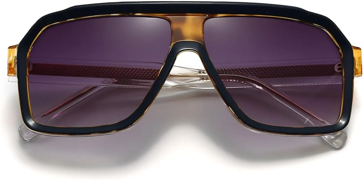 عینک آفتابی مستطیلی پل دوبل رترو YAMEIZE برای زنان و مردان، خلبانی، مربعی، وینتیج، محافظت UV400، مناسب رانندگی و فضای باز