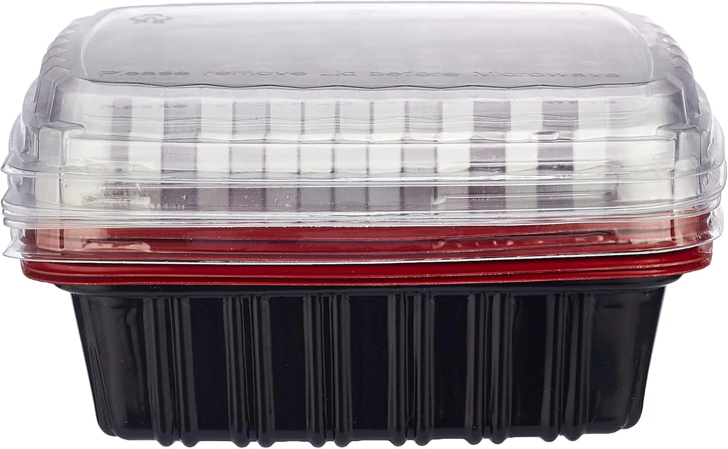 ظرف غذای یکبار مصرف هات پک با پایه قرمز و مشکی، ظرف آماده سازی غذا 650 میلی لیتر همراه با درب، 5 عدد