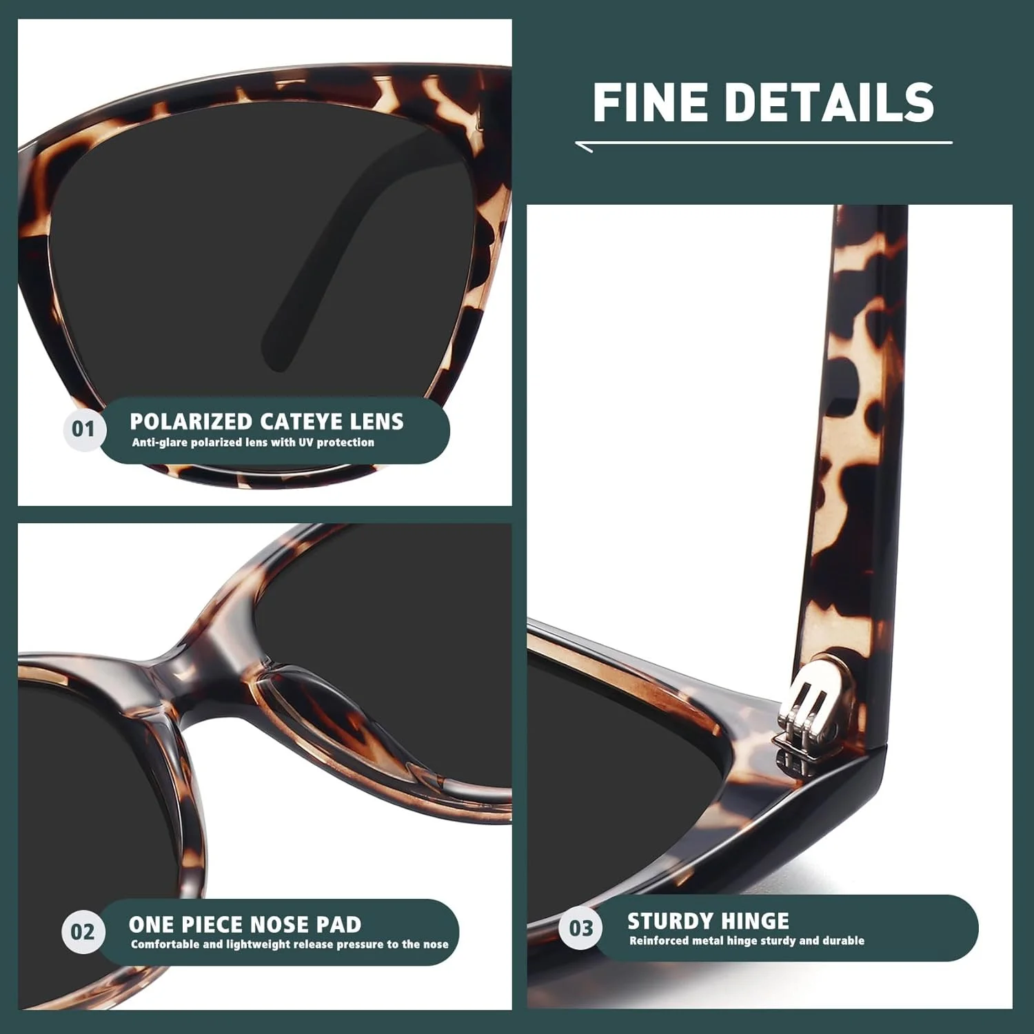 عینک آفتابی گربه‌ای پلاریزه بزرگ WOWSUN برای زنان