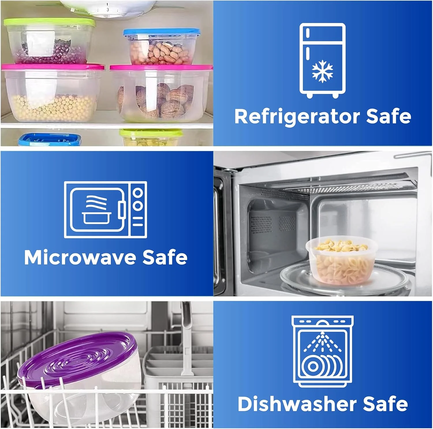 ظرف نگهداری مواد غذایی Homeshopa، ست 5 تایی ظروف گرد پلاستیکی قابل استفاده مجدد با درب، ظروف آشپزخانه ضد هوا و قابل چیدن، جعبه های ایمن برای مایکروویو، فریزر و ماشین ظرفشویی