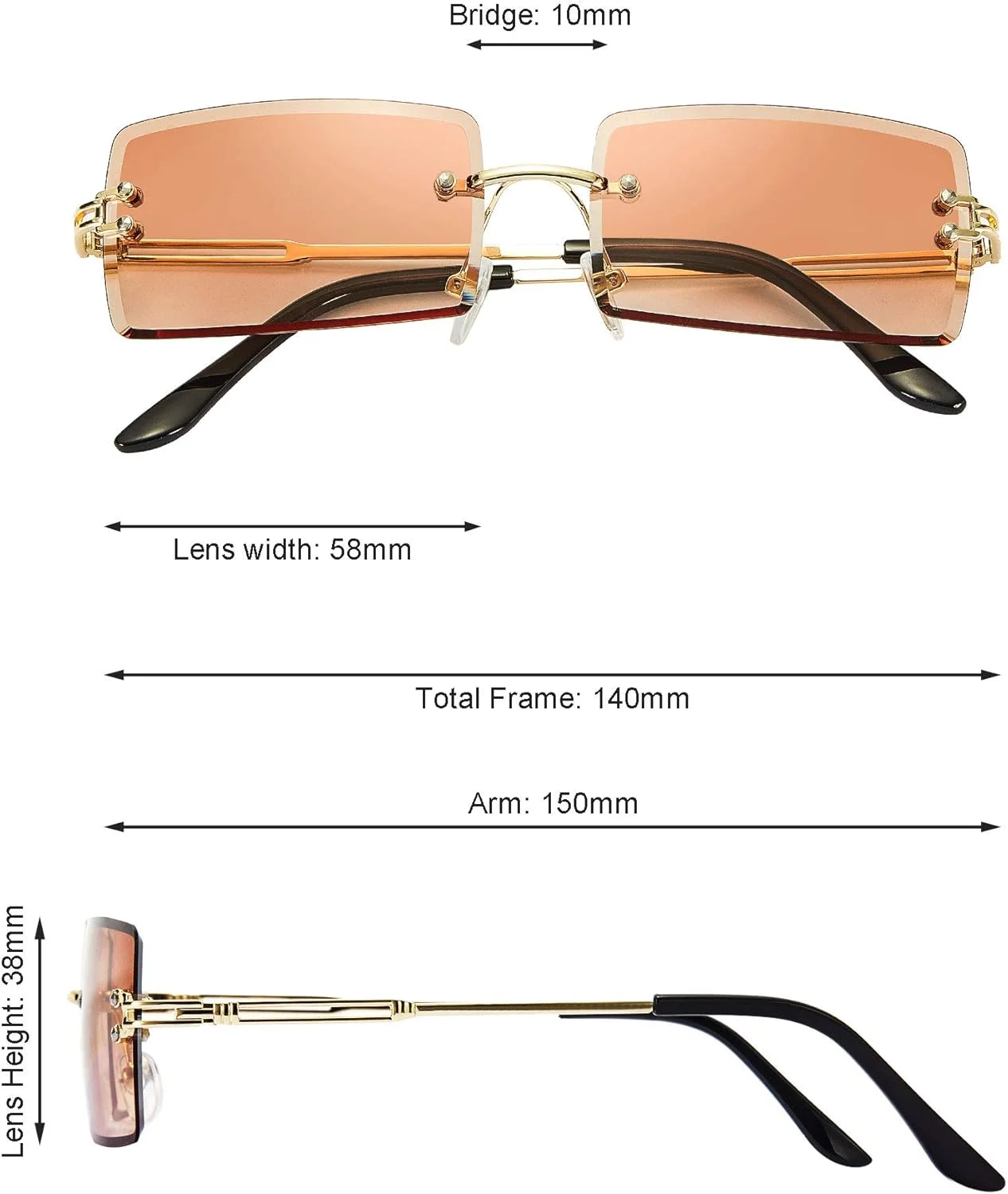 3 جفت عینک آفتابی مستطیلی بدون فریم، عینک های Y2K شفاف و قدیمی برای زنان و مردان 3 جفت عینک آفتابی مستطیلی بدون فریم، عینک های Y2K شفاف و قدیمی برای زنان و مردان