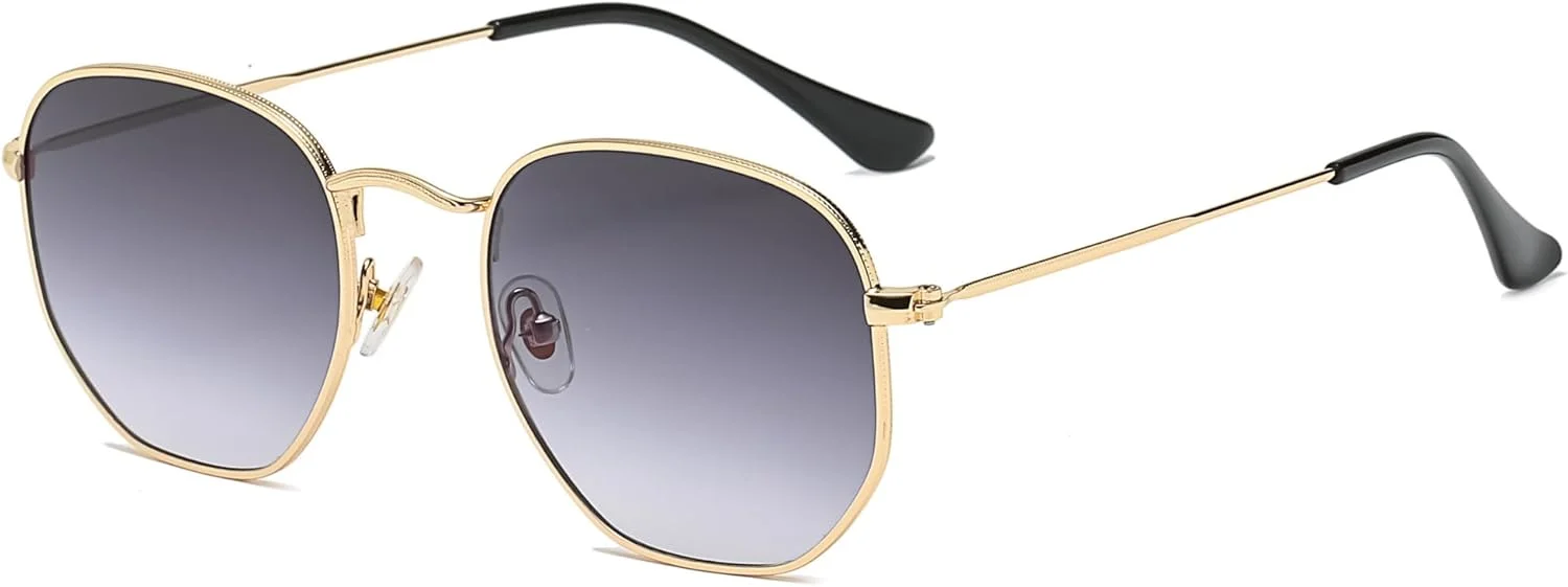 عینک آفتابی کلاسیک چند ضلعی WDZAYXC با طراحی برجسته و فریم فلزی برای مردان و زنان، محافظت در برابر اشعه ماوراء بنفش