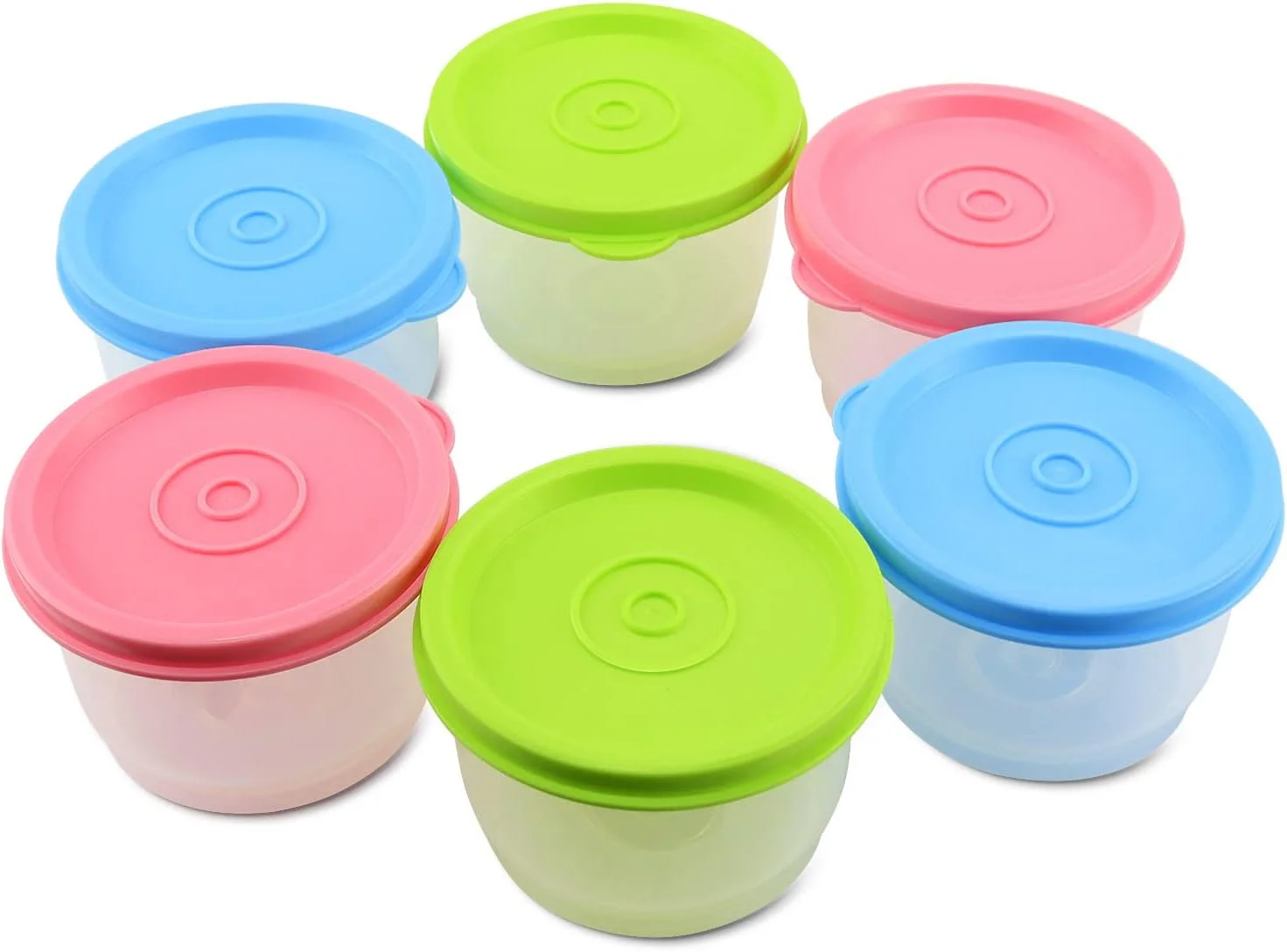 ظروف نگهداری غذا GMMG با درب، ظرف سس سالاد، ظرف مینی، 6 عدد، ظرف سس، ظرف غذا، مناسب برای مایکروویو، قابل استفاده در فریزر (160 میلی لیتر)