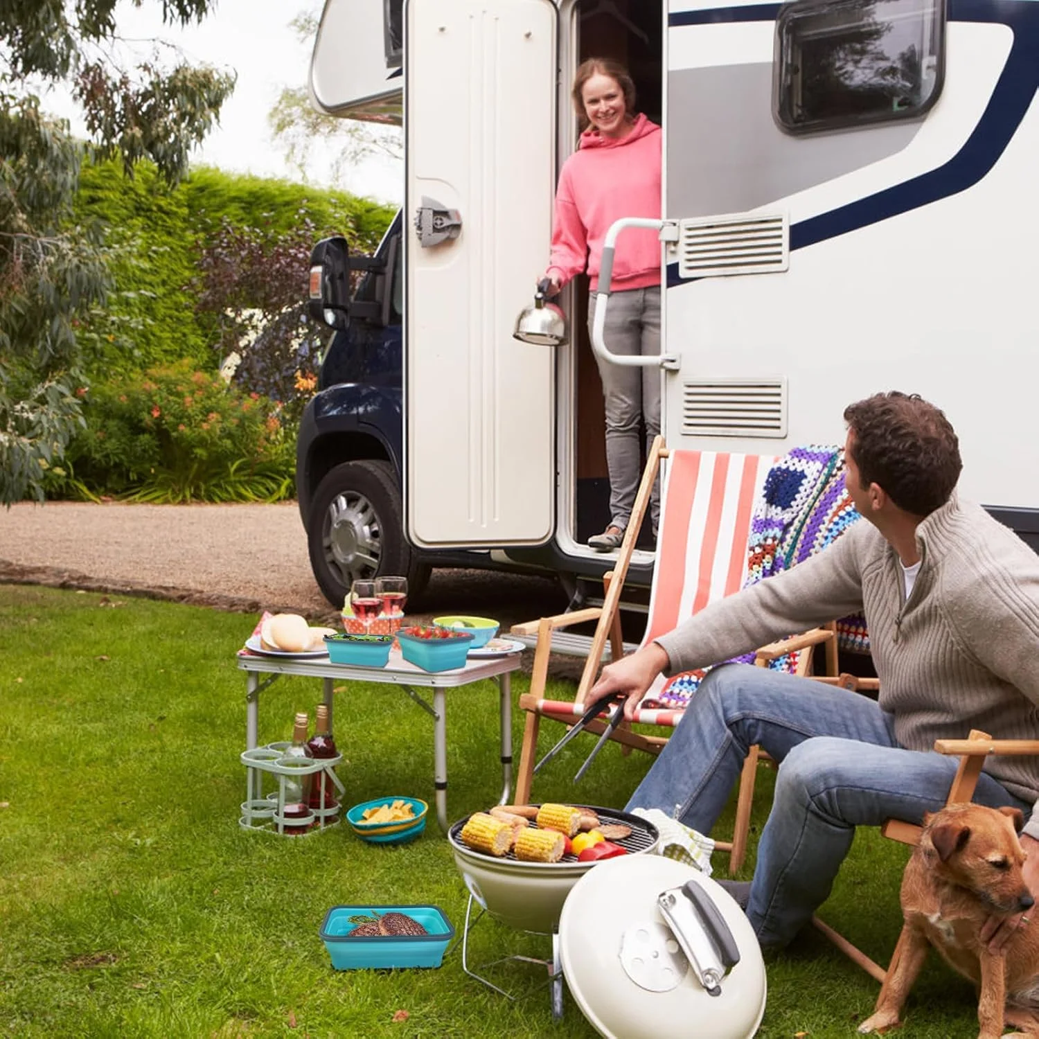 ظروف نگهداری غذای تاشو Guyuyii - بسته 4 عددی ظروف سیلیکونی با درب و دریچه هوا - قابل استفاده در مایکروویو، فریزر و ماشین ظرفشویی - ایده آل برای خانه، کمپینگ و ماجراجویی های RV