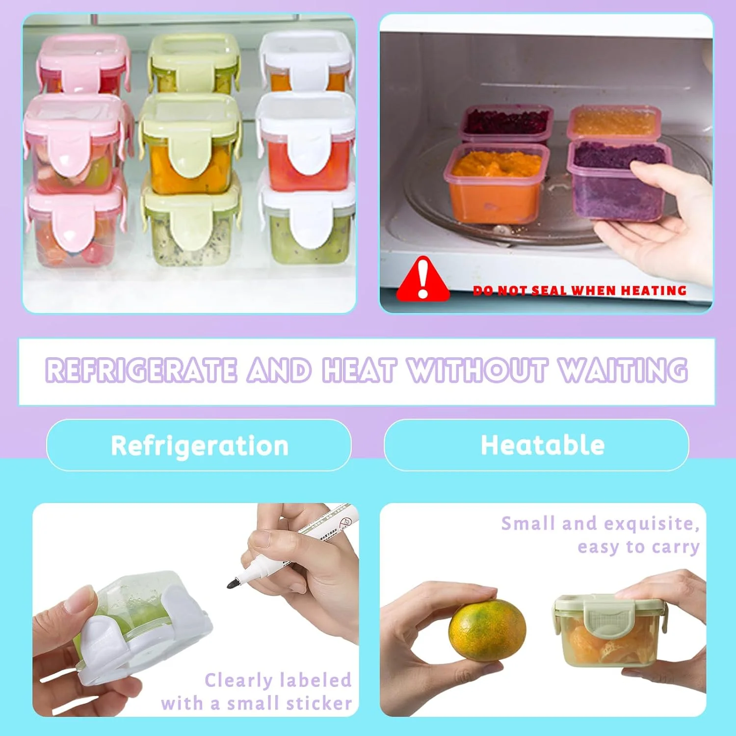 ظروف نگهداری غذا GMMG با درب، 6 عدد، 60 میلی لیتر، ظرف سس سالاد، مینی قوطی، ظرف سس، ست ظروف غذا مناسب مایکروویو و فریزر