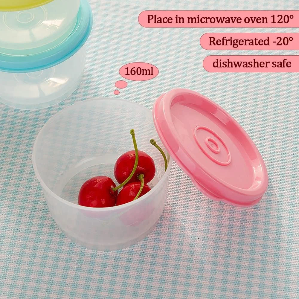 ظروف نگهداری غذا GMMG با درب، ظرف سس سالاد، ظرف مینی، 6 عدد، ظرف سس، ظرف غذا، مناسب برای مایکروویو، قابل استفاده در فریزر (160 میلی لیتر)