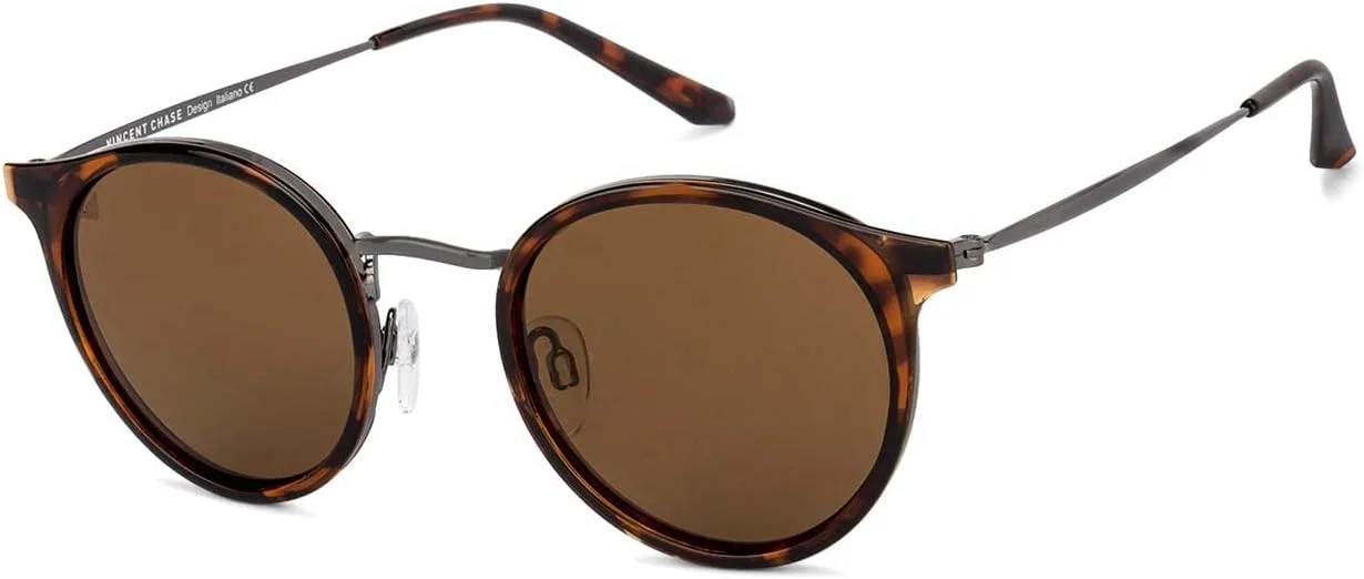 عینک آفتابی VINCENT CHASE EYEWEAR از Lenskart | پلاریزه و محافظت شده در برابر اشعه ماوراء بنفش | قهوه ای دور کامل گرد | محافظت UV400 | برای مردان و زنان | متوسط | VC S11164