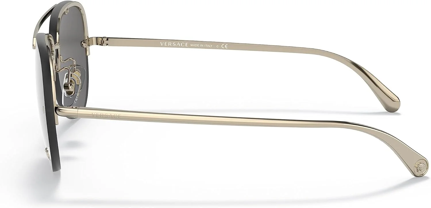 عینک آفتابی زنانه ورساچه مدل VE2231 - (12526G) طلایی کم رنگ/نقره ای آینه ای خاکستری روشن - 60 میلی متر