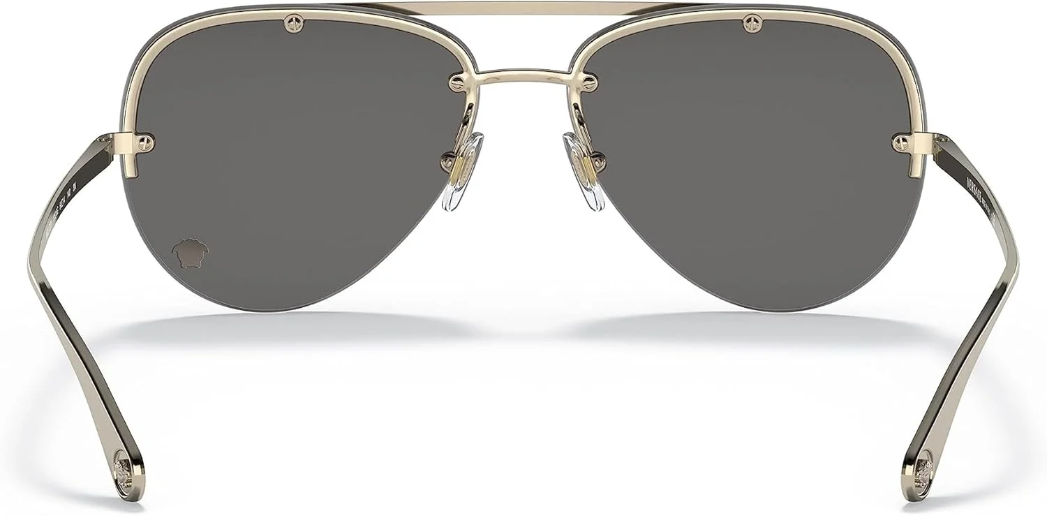 عینک آفتابی زنانه ورساچه مدل VE2231 - (12526G) طلایی کم رنگ/نقره ای آینه ای خاکستری روشن - 60 میلی متر
