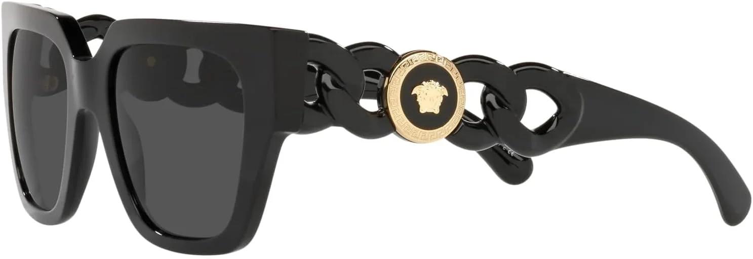عینک آفتابی زنانه ورساچه، فریم مشکی، لنز خاکستری تیره، 53 میلی‌متر