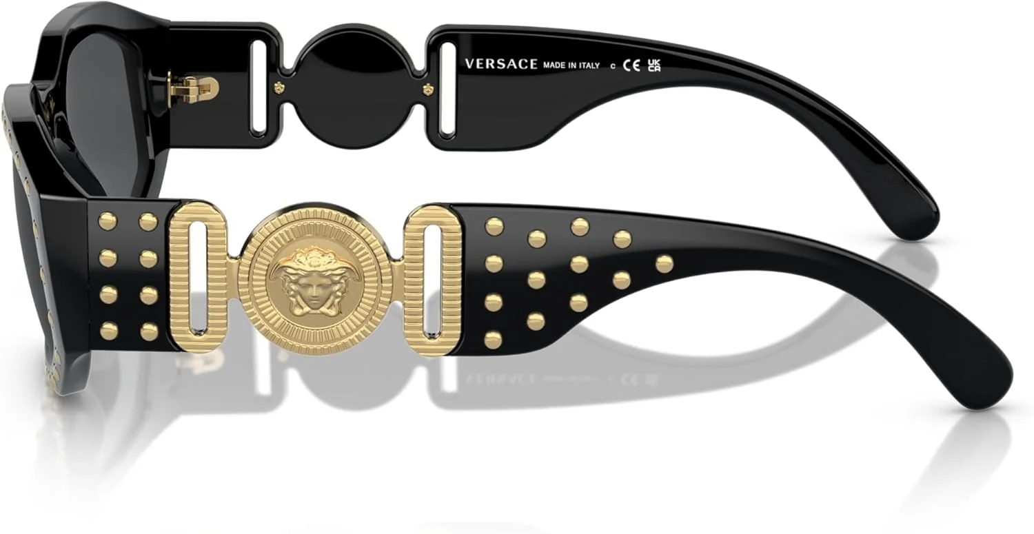 Versace Man Sunglasses Black Frame, Dark Grey Lenses, 53MM