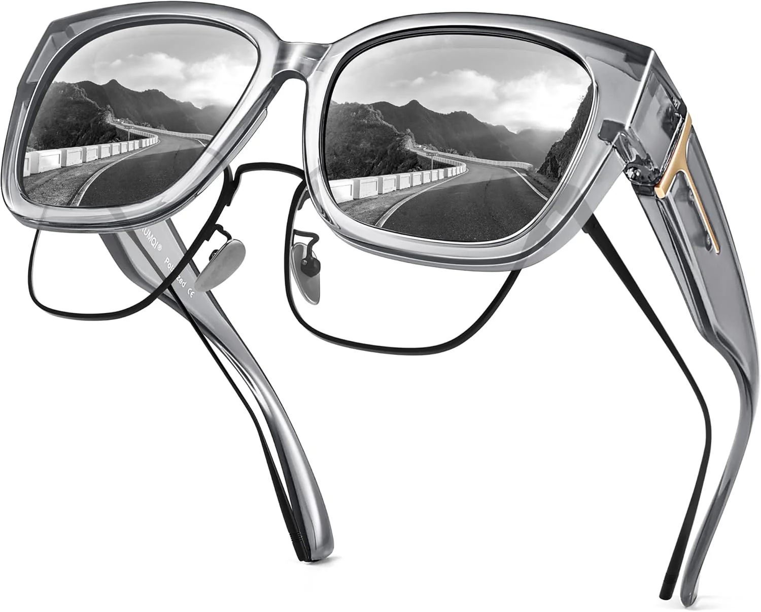 عینک آفتابی URUMQI مناسب برای استفاده روی عینک طبی، پلاریزه با محافظت 100% در برابر اشعه UV، عینک آفتابی دورپیچ برای رانندگی آقایان و بانوان