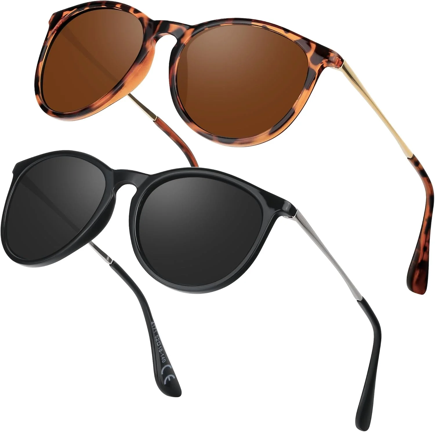 عینک آفتابی زنانه Ulknyss، پلاریزه، رترو، گرد، محافظت UV400، عینک آفتابی وینتیج برای رانندگی و مسافرت بانوان