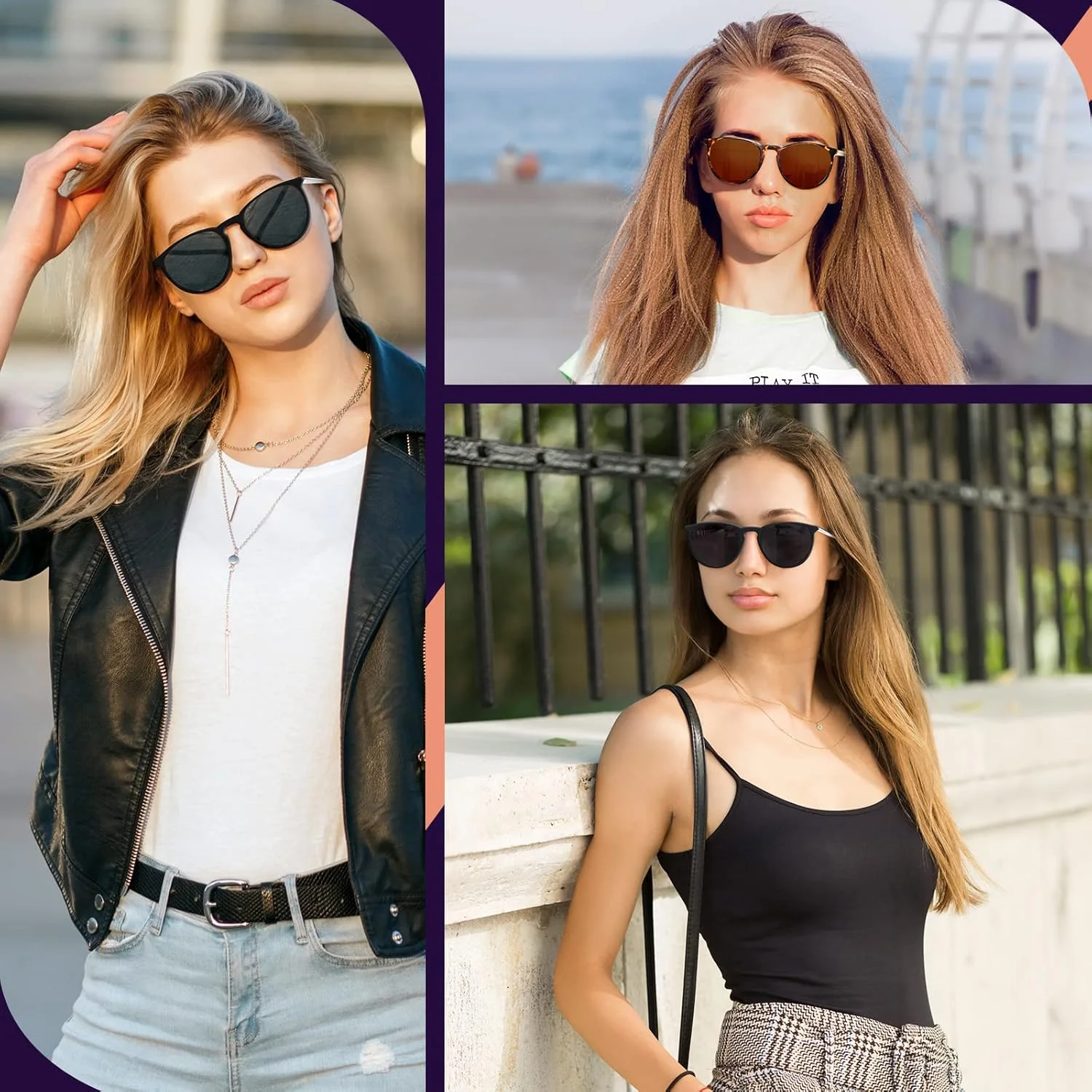 عینک آفتابی زنانه Ulknyss، پلاریزه، رترو، گرد، محافظت UV400، عینک آفتابی وینتیج برای رانندگی و مسافرت بانوان
