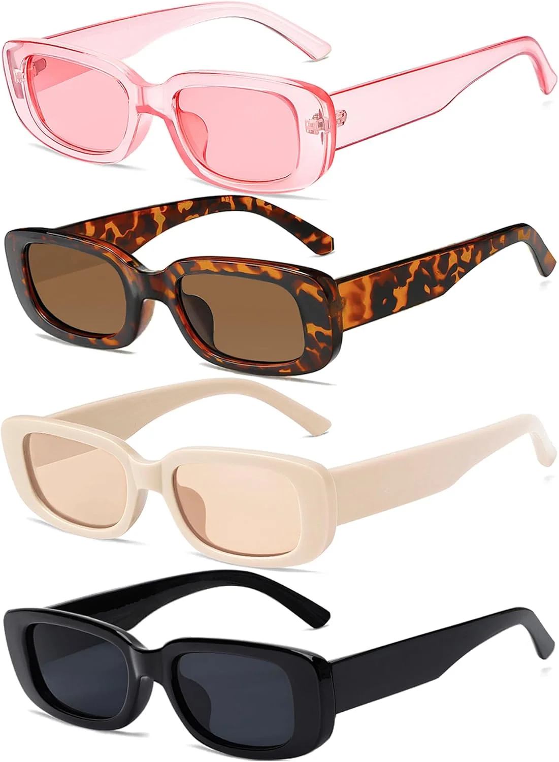 عینک آفتابی مستطیلی Tskestvy مدل 9074 (بسته 4 عددی) مناسب بزرگسالان