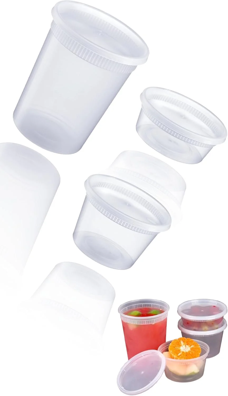 ظروف نگهداری مواد غذایی با درب - 30 ست، بسته ترکیبی 8oz، 16oz، 32oz - بدون BPA، ضد نشت، ظروف شفاف بیرون بر، آماده سازی غذا، قابل استفاده در مایکروویو