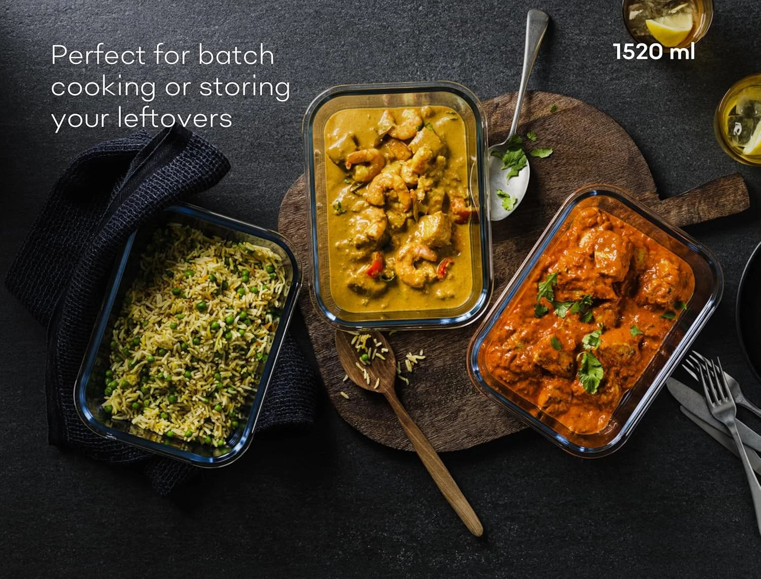 ظروف شیشه ای نگهداری مواد غذایی فرانکلین لید | ست 3 تکه بزرگ 1.5 لیتری | درب های بدون BPA و ضد هوا و نشتی | ظروف شیشه ای با درب | قابل استفاده در فر، فریزر و ماشین ظرفشویی