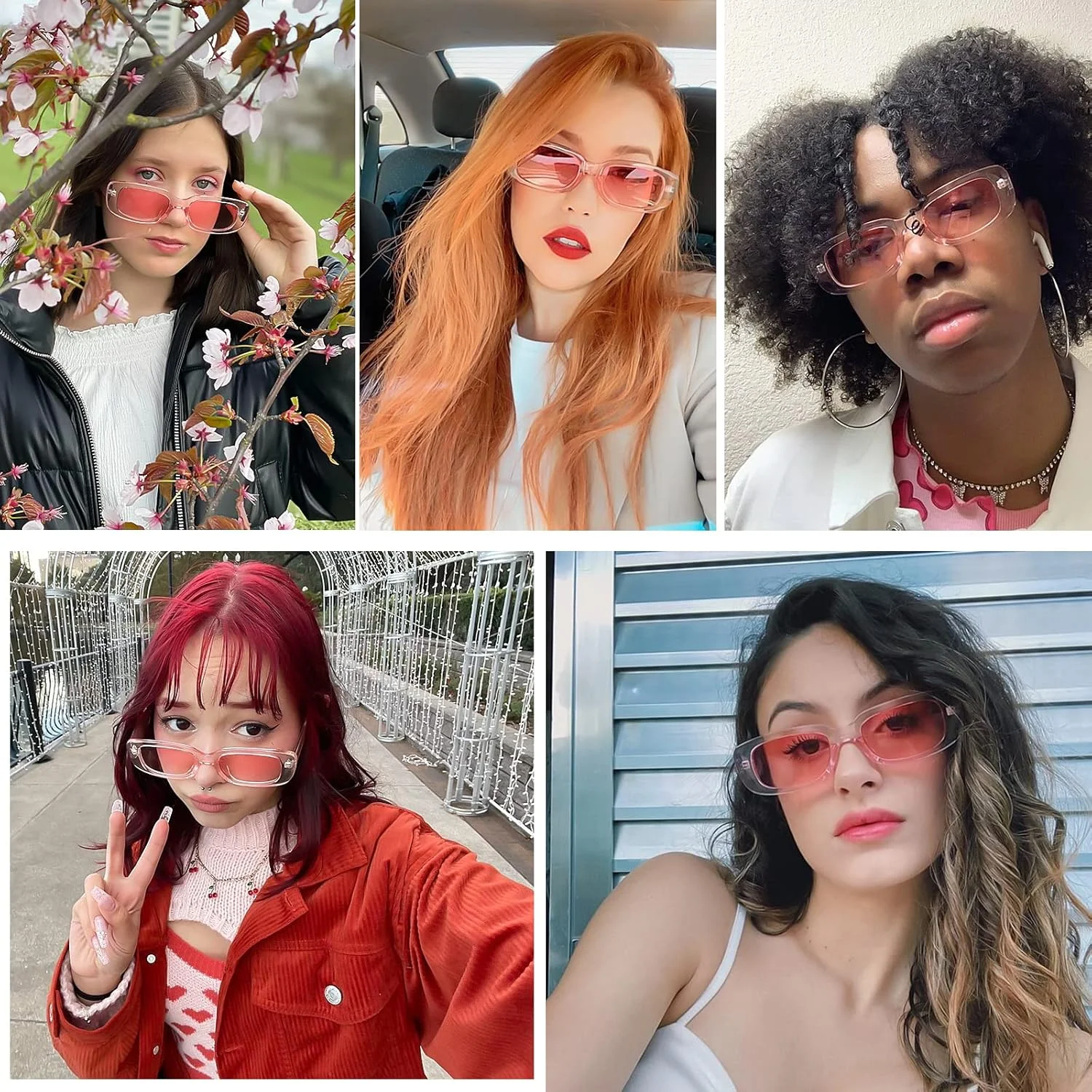 عینک آفتابی مستطیلی Tskestvy مدل 9074 (بسته 4 عددی) مناسب بزرگسالان