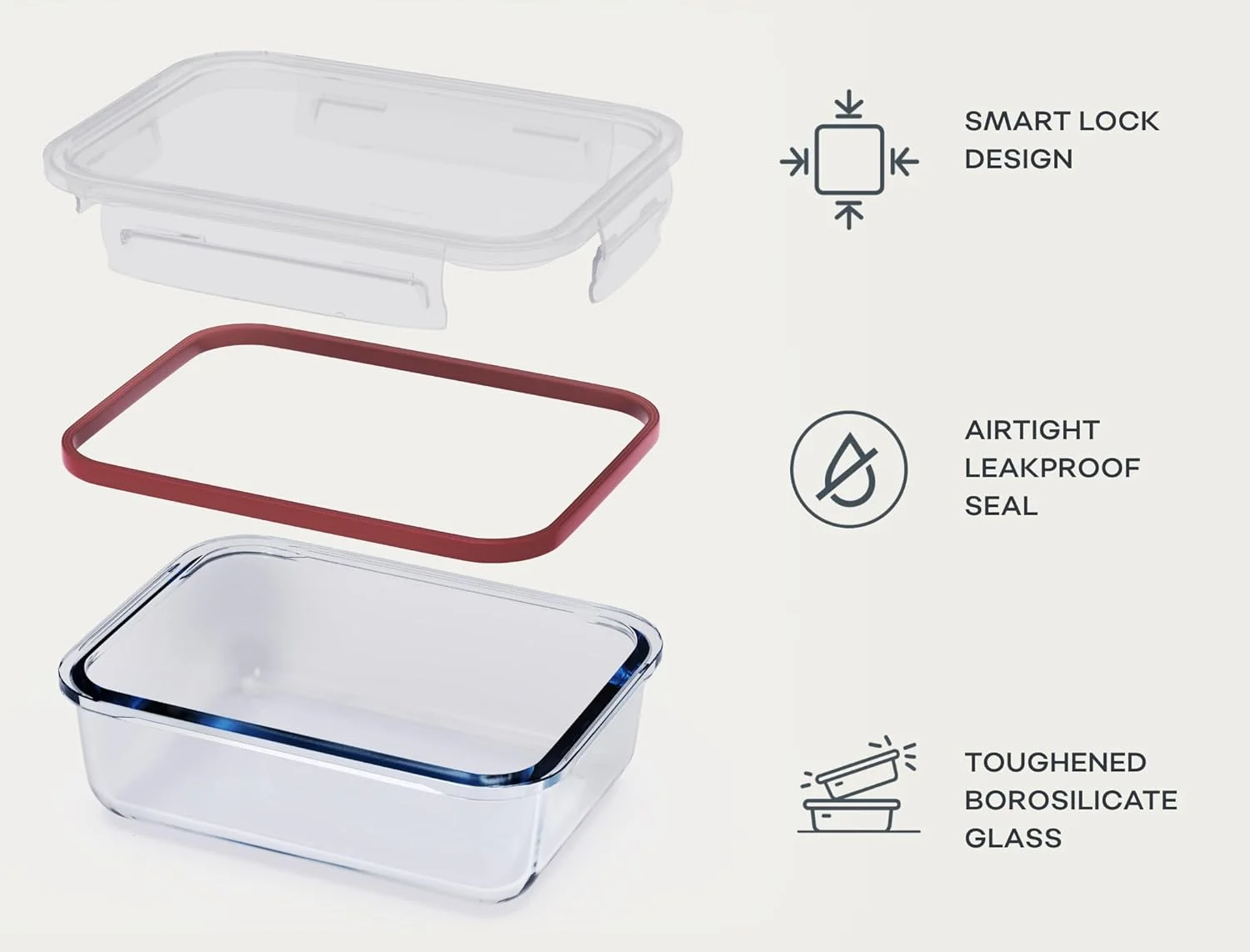 ظروف شیشه ای نگهداری مواد غذایی فرانکلین لید | ست 3 تکه بزرگ 1.5 لیتری | درب های بدون BPA و ضد هوا و نشتی | ظروف شیشه ای با درب | قابل استفاده در فر، فریزر و ماشین ظرفشویی