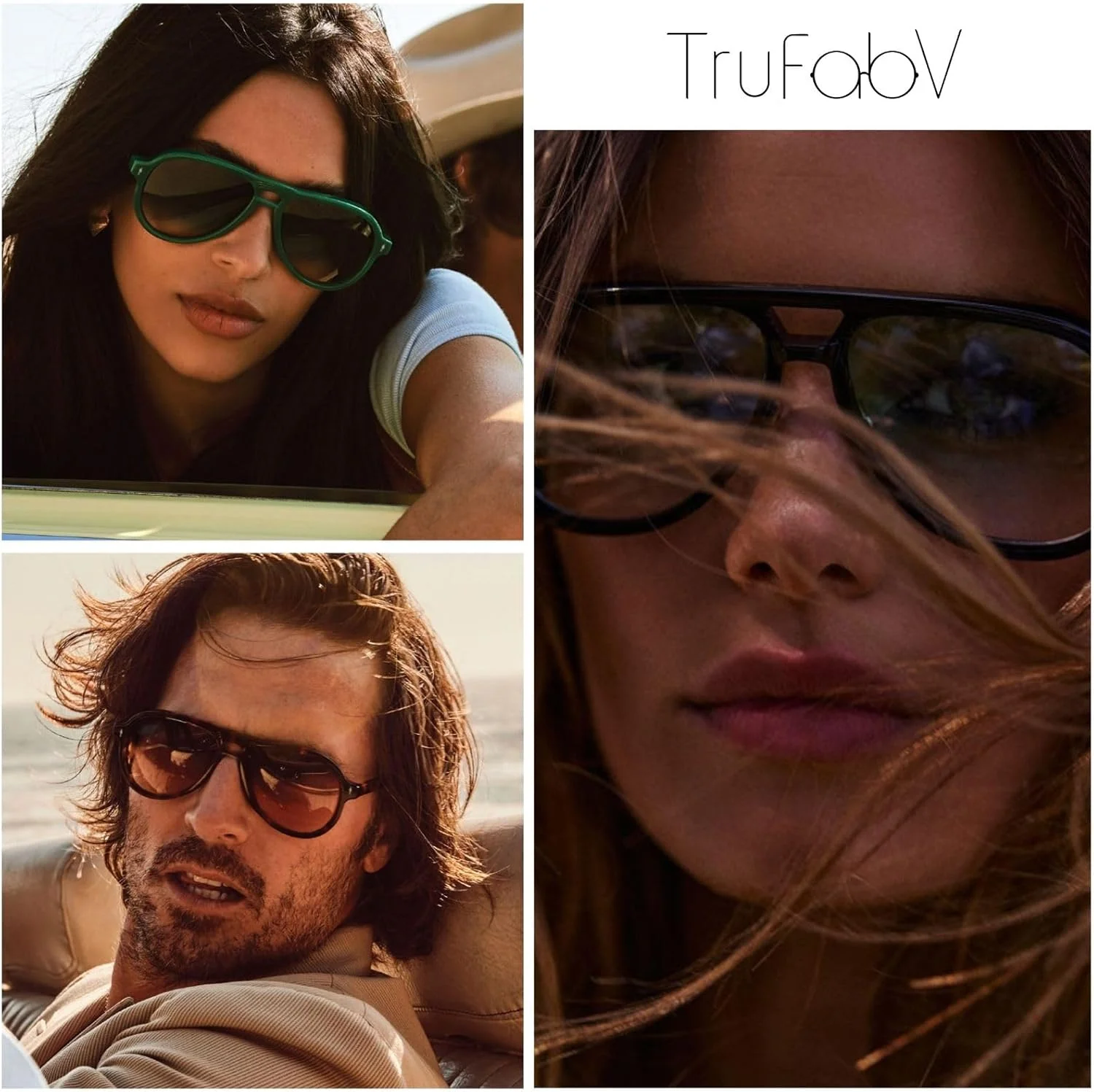 عینک آفتابی TruFabV مدل وینتیج رترو دهه 70 زنانه مردانه، عینک دیسکو فشن، خلبانی پل دوبل