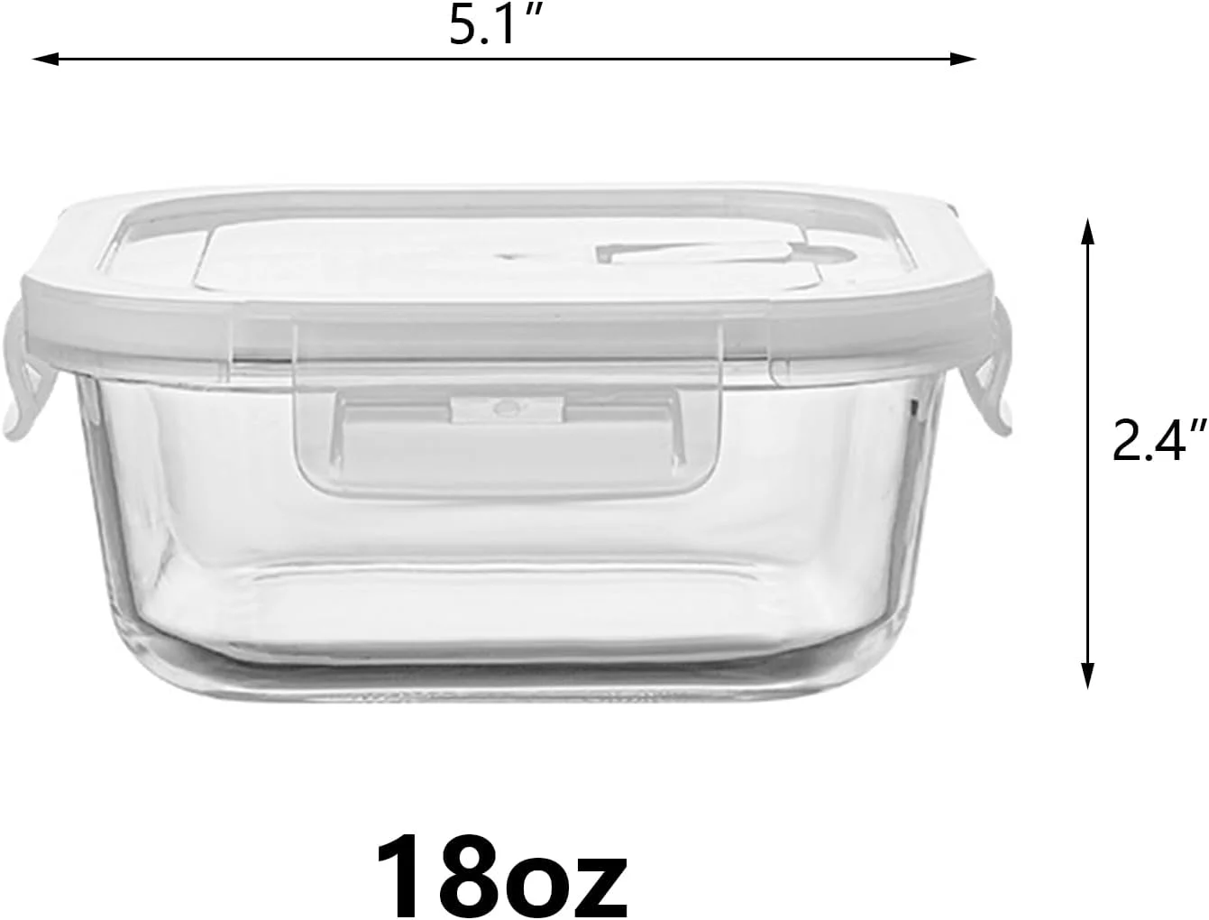 ظروف نگهداری غذا شیشه ای مربع شکل FEOOWV، بسته 4 عددی، ظروف شیشه ای کوچک مربع شکل با درب های محکم، ظروف آماده سازی غذا شیشه ای 515 میلی لیتری، ظروف شیشه ای ضد نشت سوپ، قابل استفاده در مایکروویو و فریزر (سفید)