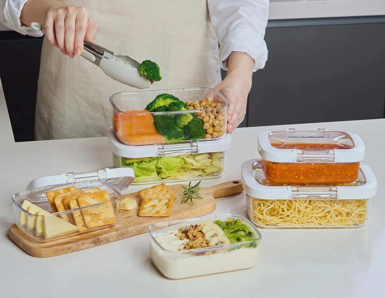 ظروف تریتان Felli Duo Loc برای گرم کردن غذا، جعبه ایمن مایکروویو، نگهداری مواد غذایی بدون هوا برای فریزر یخچال، ظرف ناهار قابل حمل برای بزرگسالان برای برنامه غذایی هفتگی پیک نیک (6 عددی)