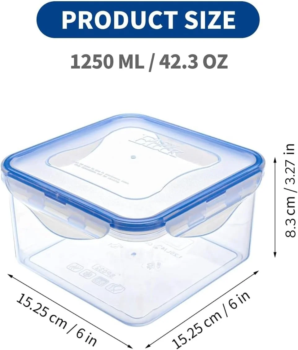 ست ۶ عددی ظروف نگهداری غذا ایزی لاک، جعبه ناهار پلاستیکی بزرگ با درب، ضد هوا و ضد نشت برای غذا، ست آشپزخانه بدون BPA، قابل استفاده در مایکروویو، یخچال و فریزر، ۱۲۵۰ میلی لیتر