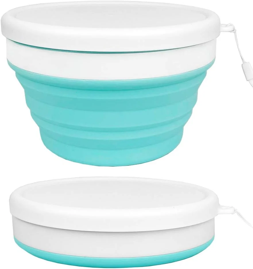 ظروف سیلیکونی تاشو ECOmorning با حجم 900 میلی لیتر، ظروف نگهداری مواد غذایی سیلیکونی با درب، جعبه ناهار تاشو، مناسب برای مایکروویو و فریزر