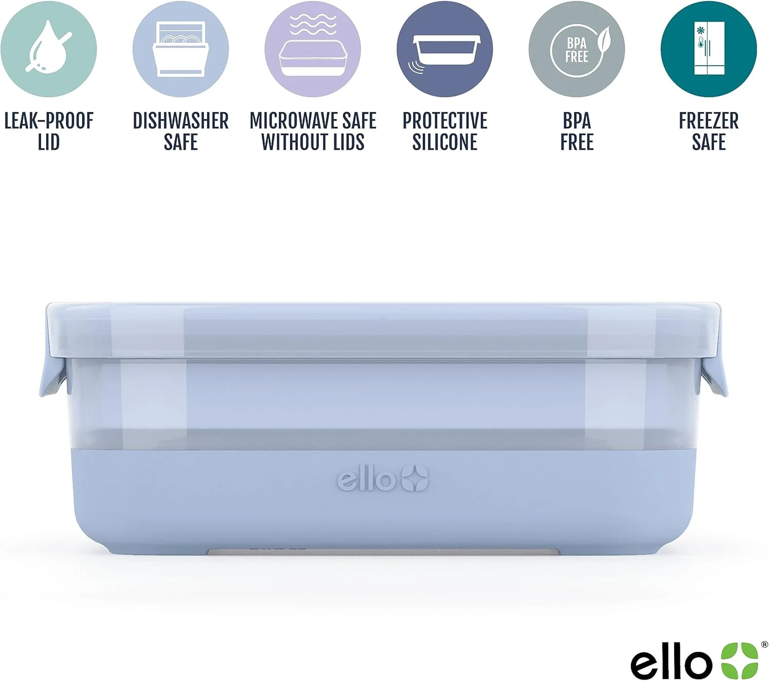 ست آماده سازی غذا 10 تکه ای Ello پلاستیکی 3.7 پیمانه، مجموعه 5 بسته ای - ظرف نگهداری مواد غذایی پلاستیکی فاقد BPA با روکش سیلیکونی و درب های پلاستیکی هواگیر، قابل شستشو در ماشین ظرفشویی، مایکروویو و فریزر، Elderberry