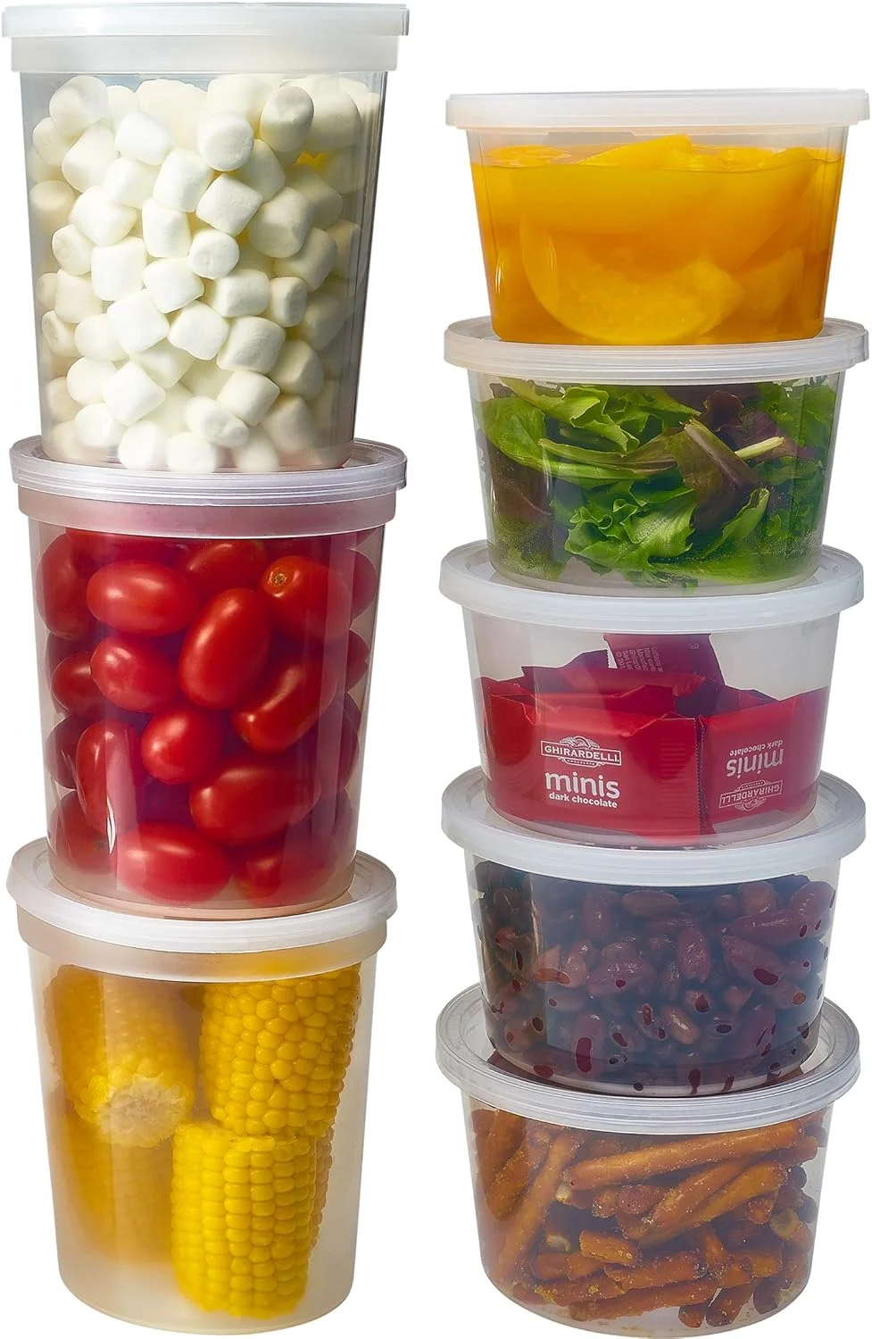 ظروف دلی DuraHome با درب برای نگهداری مواد غذایی ضد نشت - 60 ست پلاستیکی بدون BPA، قابل استفاده در مایکروویو، ظرف نگهداری مواد غذایی شفاف با کیفیت عالی، قابل استفاده در فریزر و ماشین ظرفشویی (470 میلی لیتر و 940 میلی لیتر - عمده)