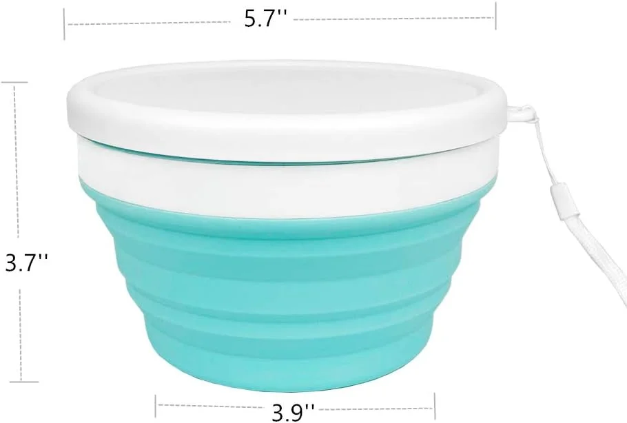 ظروف سیلیکونی تاشو ECOmorning با حجم 900 میلی لیتر، ظروف نگهداری مواد غذایی سیلیکونی با درب، جعبه ناهار تاشو، مناسب برای مایکروویو و فریزر