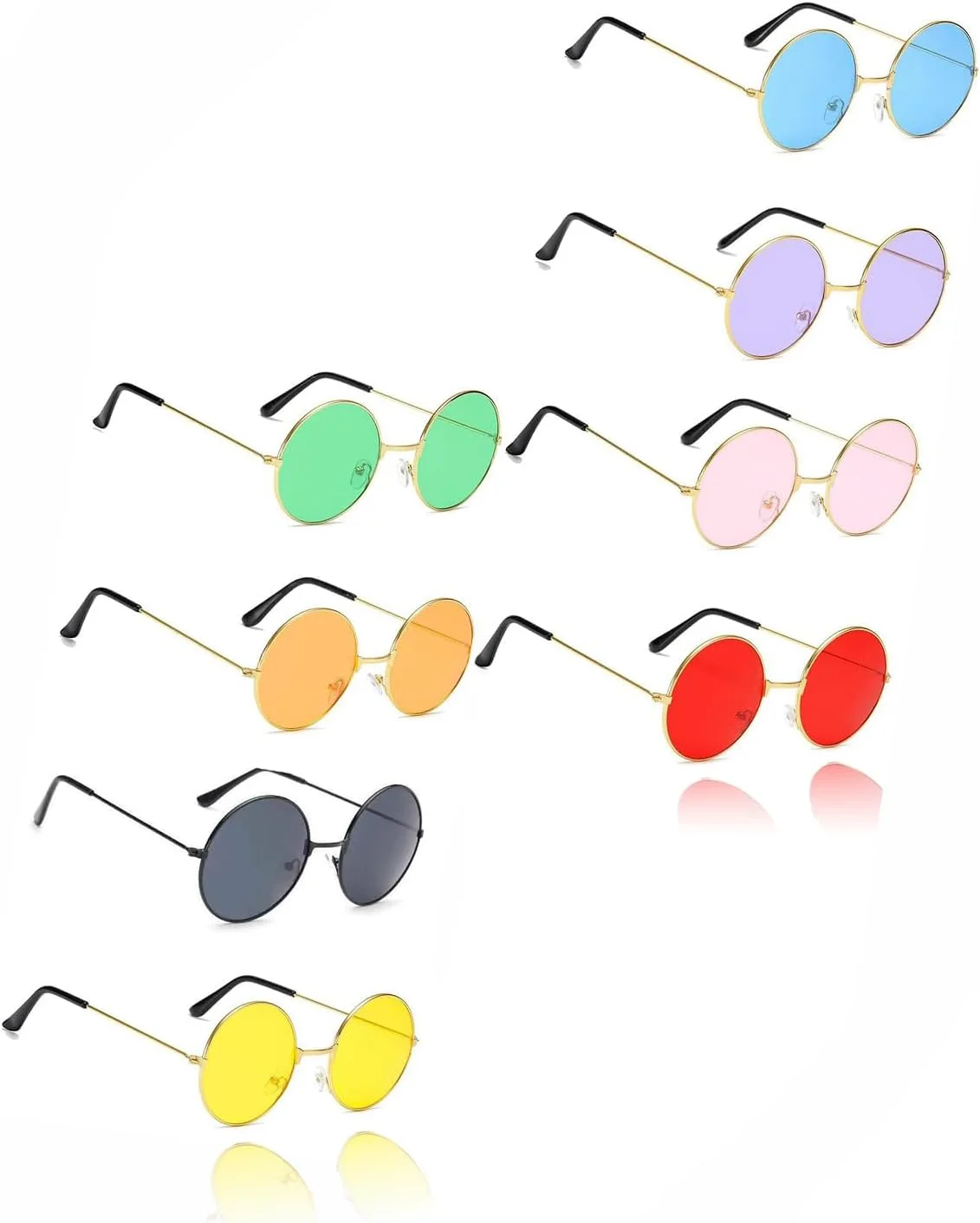 پک چندتایی عینک آفتابی بدون فریم قلبی و گرد رترو Sweet Seven - عینک سرگرم کننده برای لباس های فانتزی، مردان، زنان، پسران، دختران، بزرگسالان و کودکان