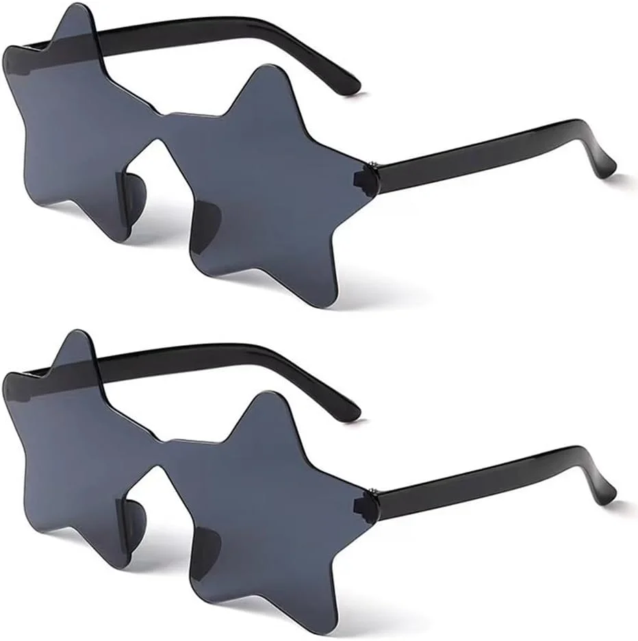 عینک آفتابی ستاره ای شکل SECALIFE، 2 عدد، چند رنگ، بدون قاب، عینک های ستاره ای شکل، عینک آفتابی بزرگ مد روز برای زنان، بنفش