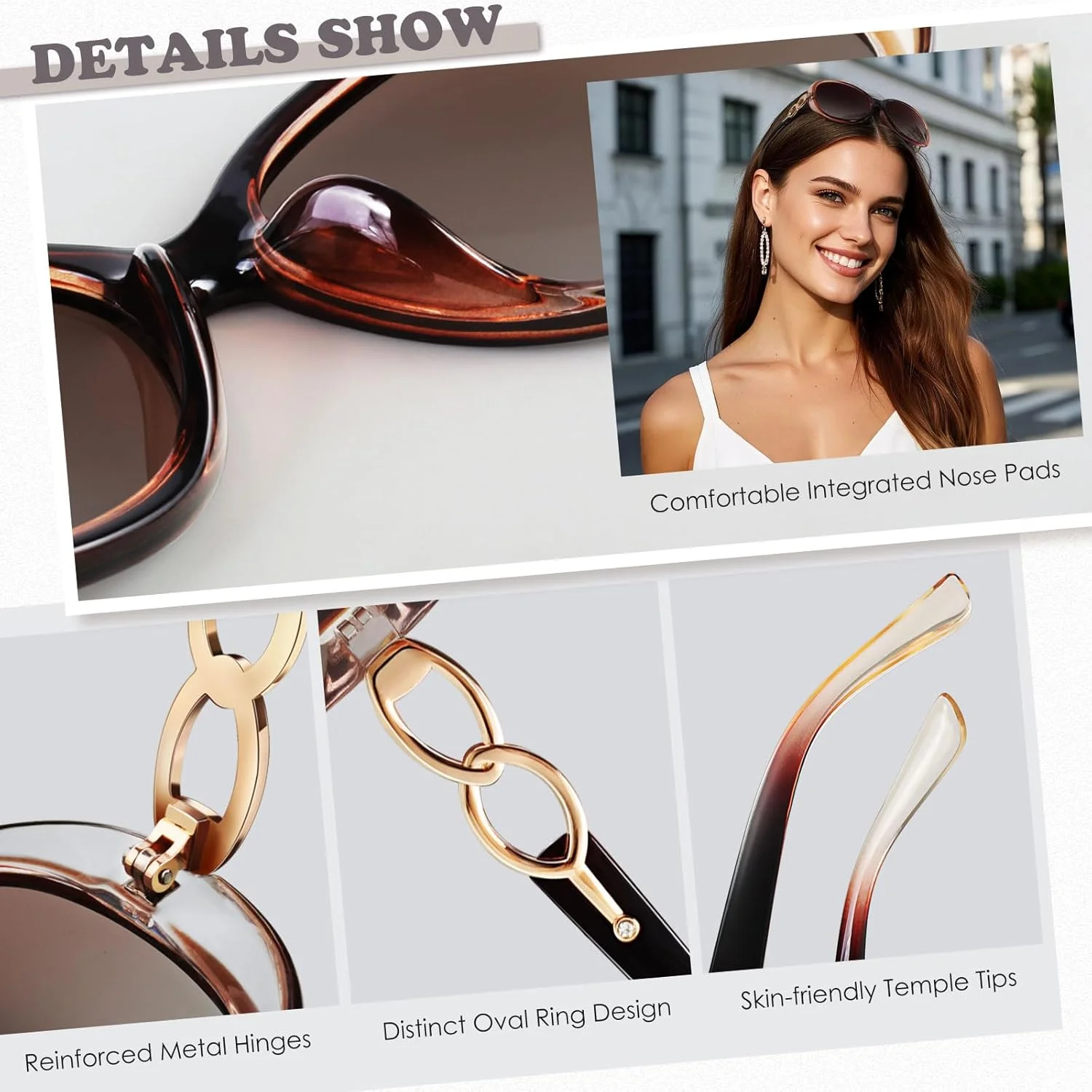 عینک آفتابی پلاریزه زنانه، عینک آفتابی بزرگ، سایه های مد روز SUNIER S85 عینک آفتابی پلاریزه زنانه، عینک آفتابی بزرگ، سایه های مد روز SUNIER S85