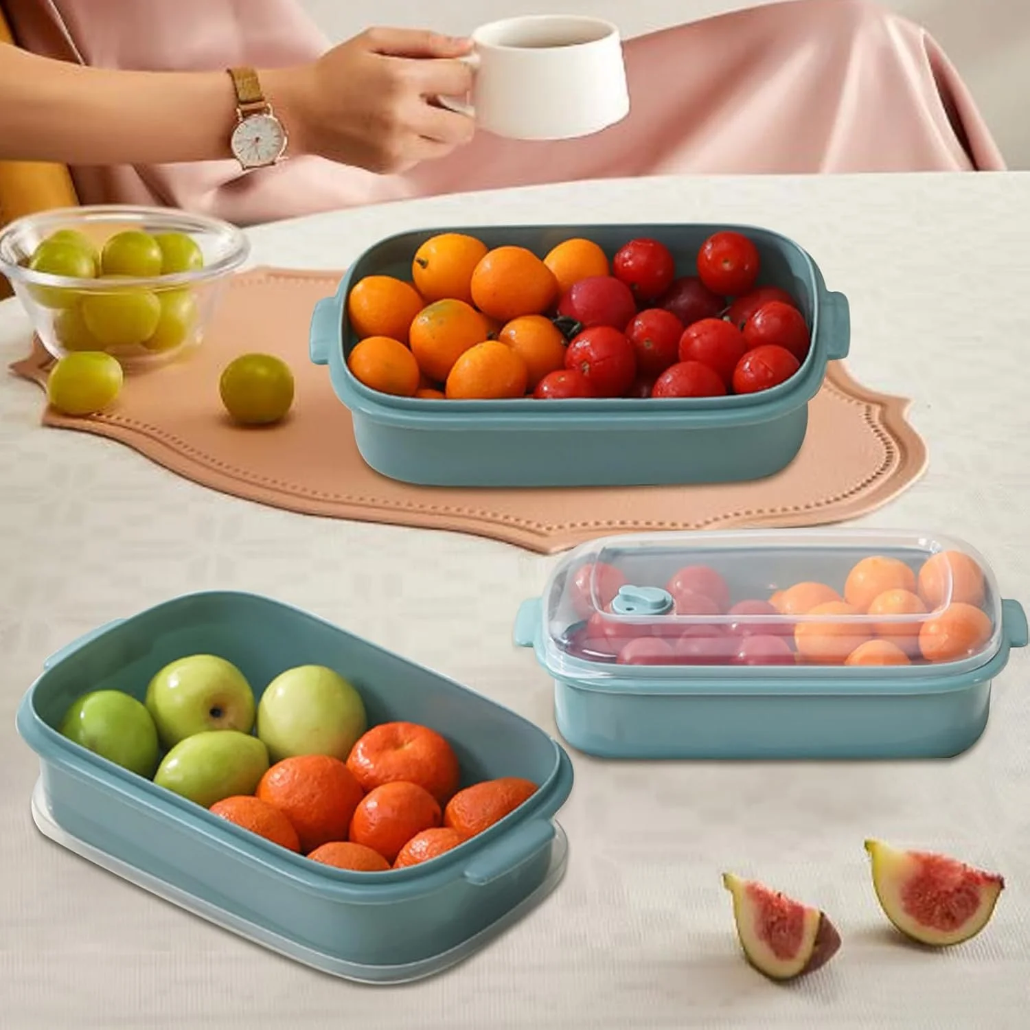 ظروف نگهداری فریزر | جعبه های درب دار و ضد هوا مناسب مایکروویو، کاسه های نگهداری قابل چیدن و ضد نشت | برای میوه ها، سالاد، غذای باقیمانده، مواد غذایی خشک، آشپزخانه منزل، یخچال، انبار، پیک نیک و پخت و پز