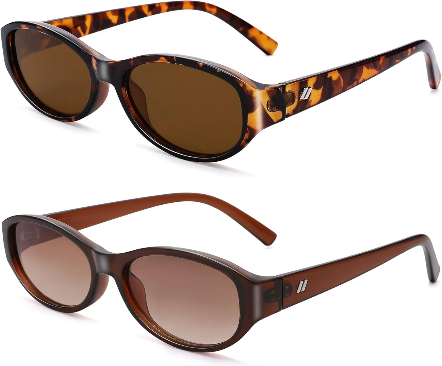 عینک آفتابی زنانه گربه‌ای بیضی شکل رترو، عینک سبک وزن مد روز دهه 90 با محافظت از چشم در برابر اشعه ماوراء بنفش، سایه‌های باریک ترندی (2 عدد)