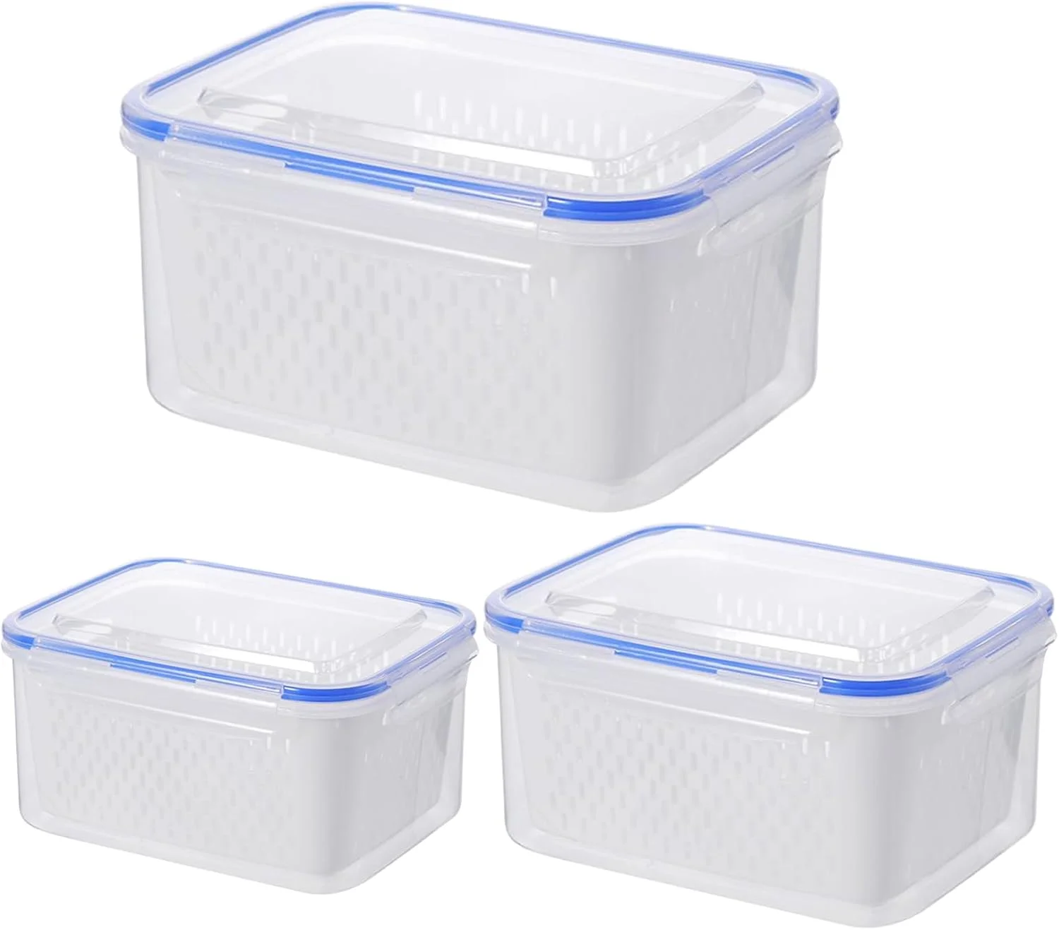 ظروف نگهداری میوه - ظرف نگهداری مواد غذایی با آبکش جداشدنی - جعبه یخچال | مناسب مایکروویو فریزر یخچال آشپزخانه آماده سازی غذا انبار کمپینگ پیک نیک ناهار میان وعده سالاد میوه