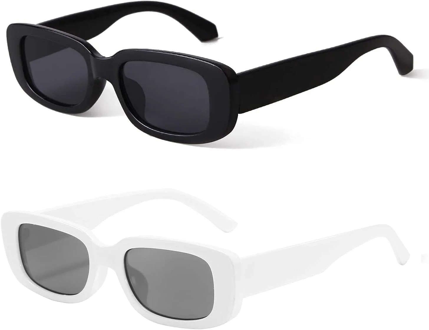 عینک آفتابی مستطیلی رترو X spring زنانه، 2 عدد عینک رانندگی مربعی باریک وینتیج، محافظت UV400، عینک آفتابی مد روز رترو دهه 90، عینک آفتابی رترو ساده و شیک برای زنان و مردان