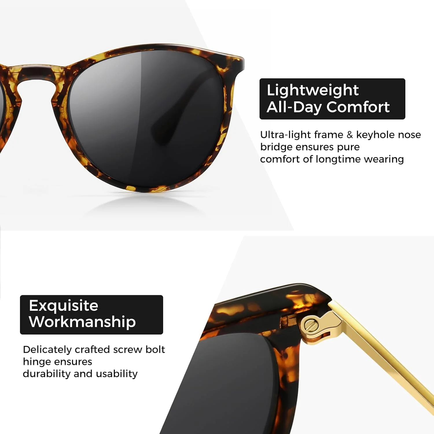 عینک آفتابی گرد وینتیج SUNGAIT برای زنان و مردان، سبک کلاسیک و رترو عینک آفتابی گرد وینتیج SUNGAIT برای زنان و مردان، سبک کلاسیک و رترو