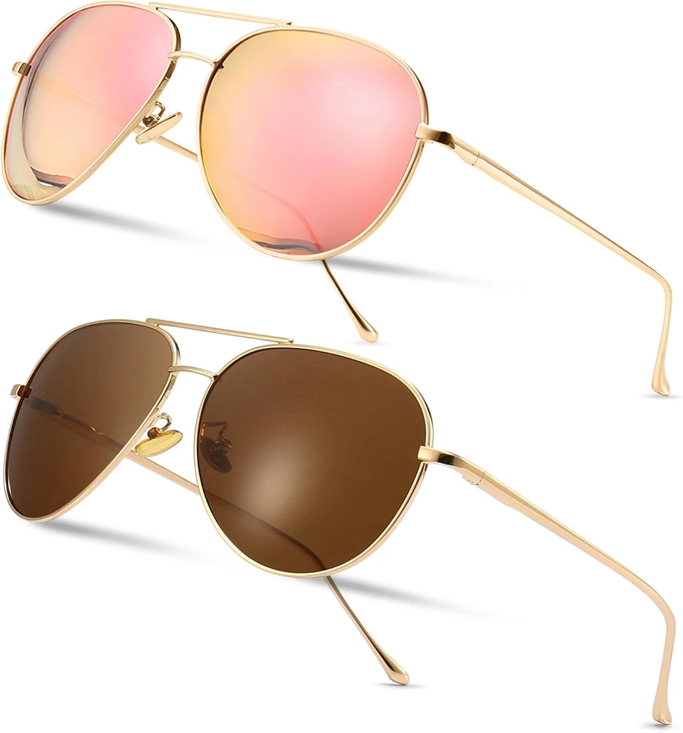 عینک آفتابی خلبانی بزرگ زنانه SUNGAIT - لنز پلاریزه آینه ای