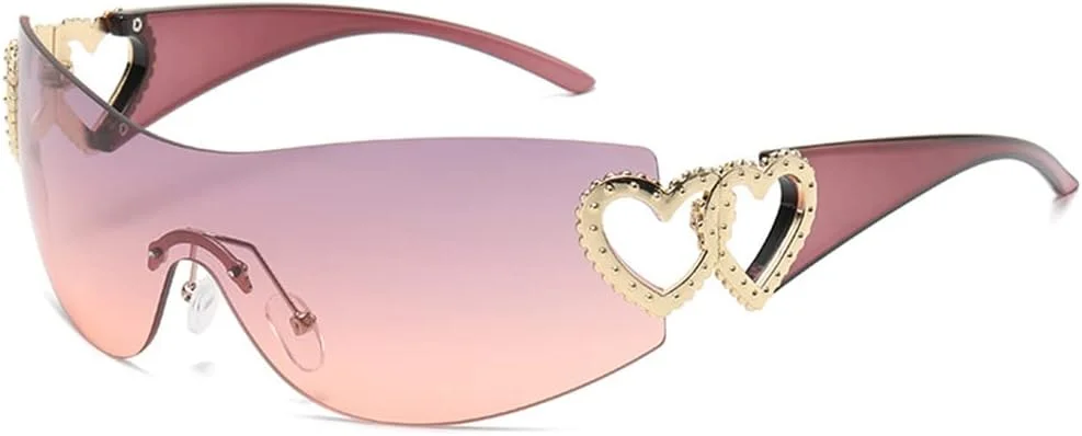 عینک آفتابی Xspring Y2K، عینک آفتابی شیلد بدون قاب با محافظت UV400، عینک آفتابی ترندی و بزرگسالانه سبک وزن ساده دهه 2000 برای زنان، عینک آفتابی فشن برای زنان و مردان