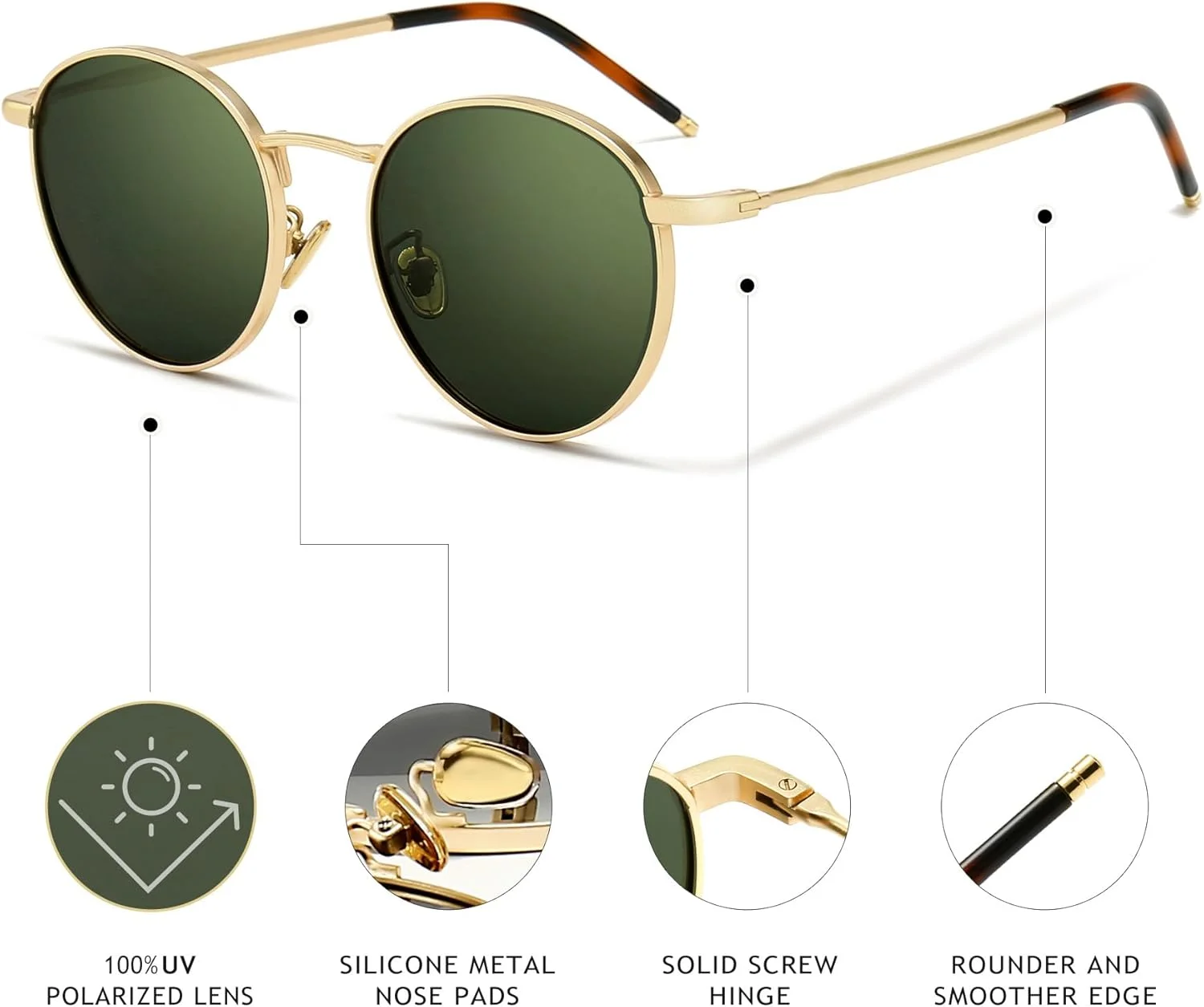 عینک آفتابی گرد فلزی سانگیت مناسب آقایان و بانوان، عینک های آفتابی دایره ای پلاریزه کلاسیک و قدیمی عینک آفتابی گرد فلزی سانگیت مناسب آقایان و بانوان، عینک های آفتابی دایره ای پلاریزه کلاسیک و قدیمی