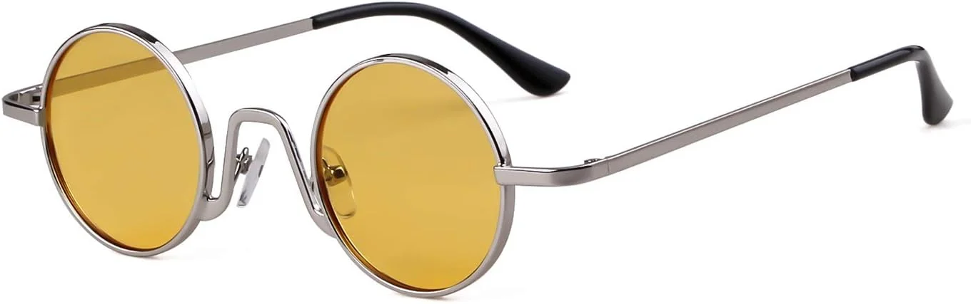 عینک آفتابی گرد کوچک رترو SORVINO برای مردان و زنان، فریم فلزی به سبک وینتیج عینک آفتابی گرد کوچک رترو SORVINO برای مردان و زنان، فریم فلزی به سبک وینتیج